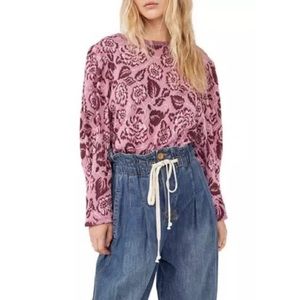 Free People No Ordinary Top in Smocked Pink Combo